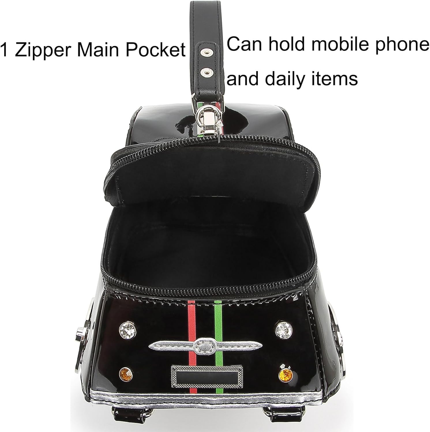 Women PU Leather Car Shaped Chain Shoulder Bag Handbag Purse - Image 3