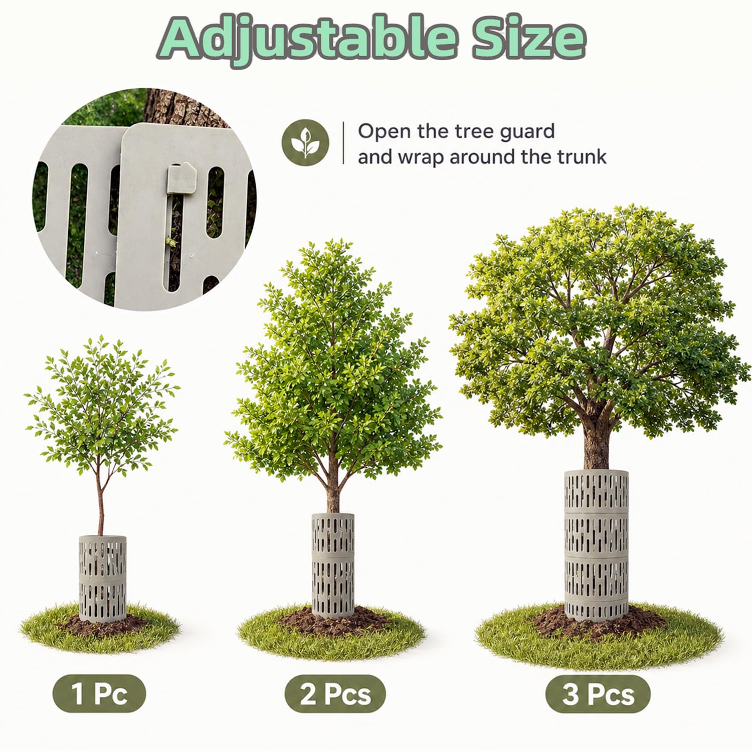 8 Pezzi Protezione per tronco d'albero Con 20 Cravatte Zip, Protezione per Alberi per prevenire i Tosaerba,Protezioni per Corteccia,Protezione Dell'albero in Plastica Resistente Alle Intemperie