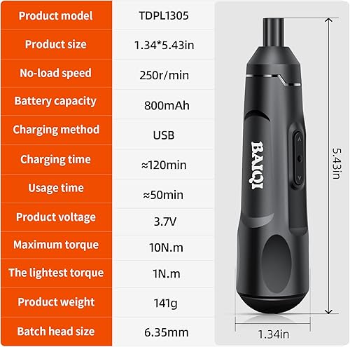 Miniatura 7 de Juego de mini destornilladores eléctricos, 3.7 V 800 MAH USB-C recargable herramienta giratoria inalámbrica con 20 piezas de brocas para instalar o