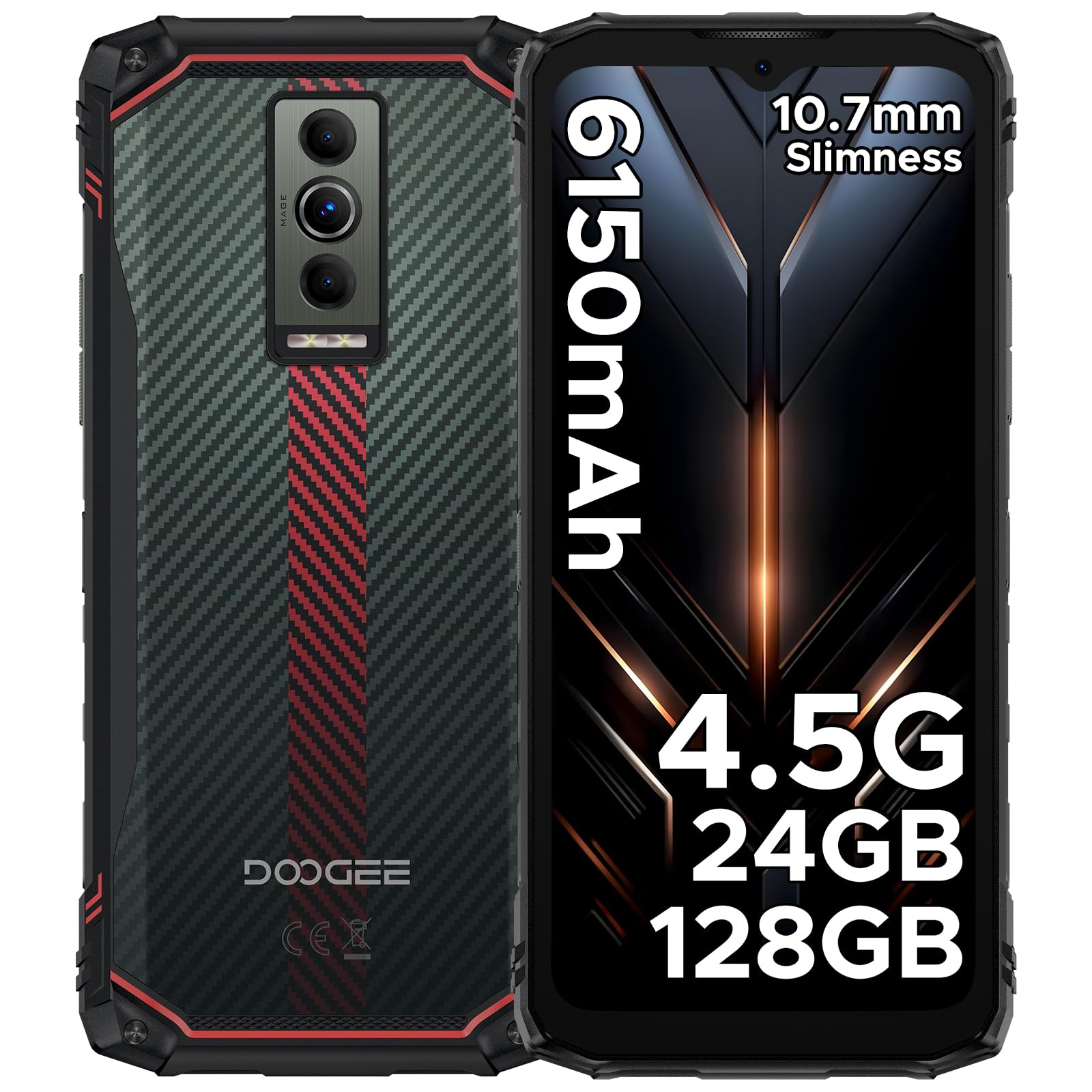 Blade 10 Energy Telefono Movil Irrompible 4.5G, 24GB+128GB/2TB /6150mAh OTG / 16MP/ 6.56" HD+ 90Hz Android 15 Movil Resistente Dual SIM/NFC/Face ID/Huella/IP68/IP69K Smartphone