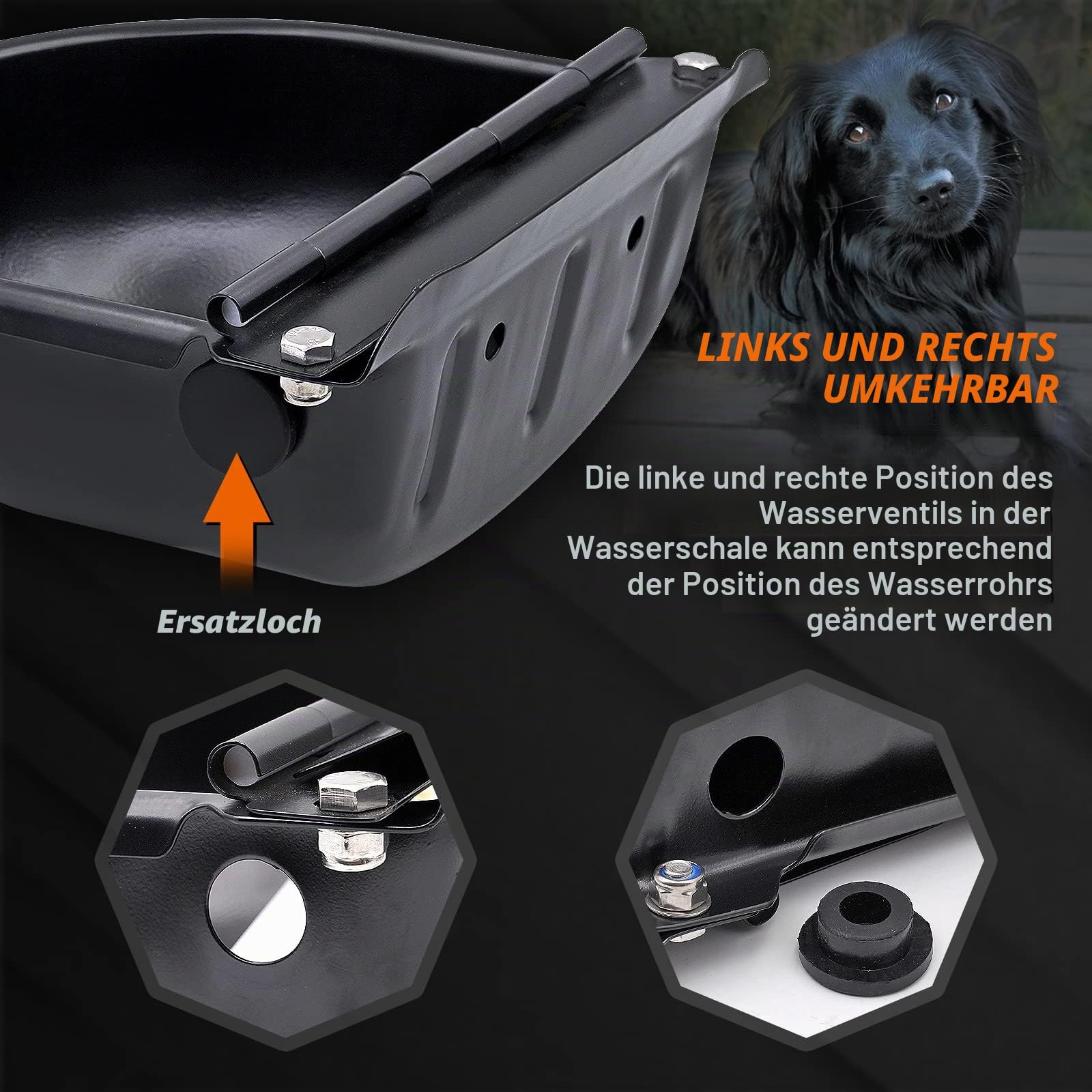 Tränkebecken mit Schwimmer, Automatische PferdeträNke Aus Edelstahl, Viehtränke mit 1/2" Schwimmerventil für Pferde, Rinder, Schafe, Ziegen, Alpaka und Hundetränken