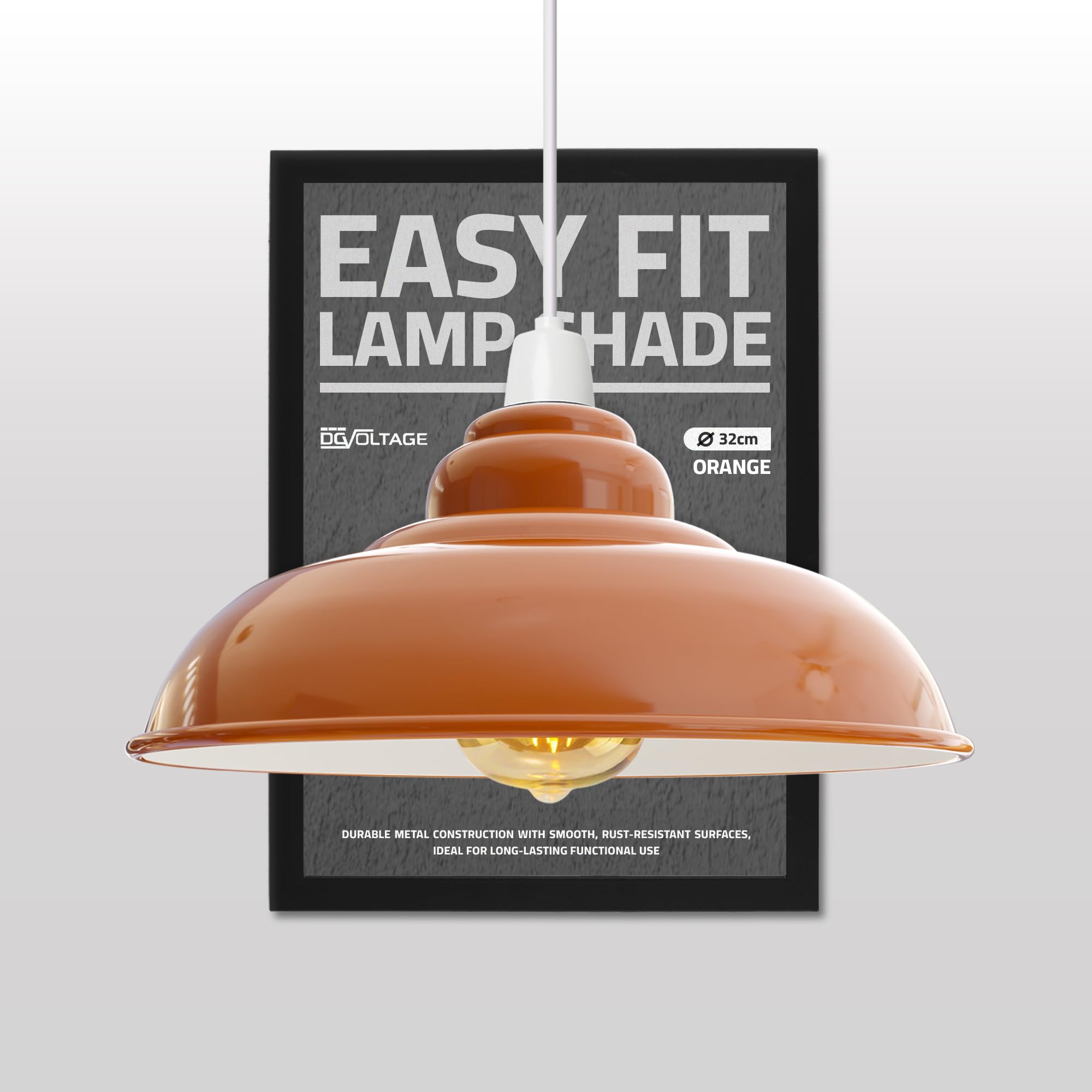 Metal Lamp Shades, 32cm Orange Lampshades for Ceiling Lights, Replacement Lamps & Floor Lamps, Easy Fit Pendant Light Shade Ceiling for Living Room, Bedroom, Kitchen, Hallway, Office & Home Décor — image 1