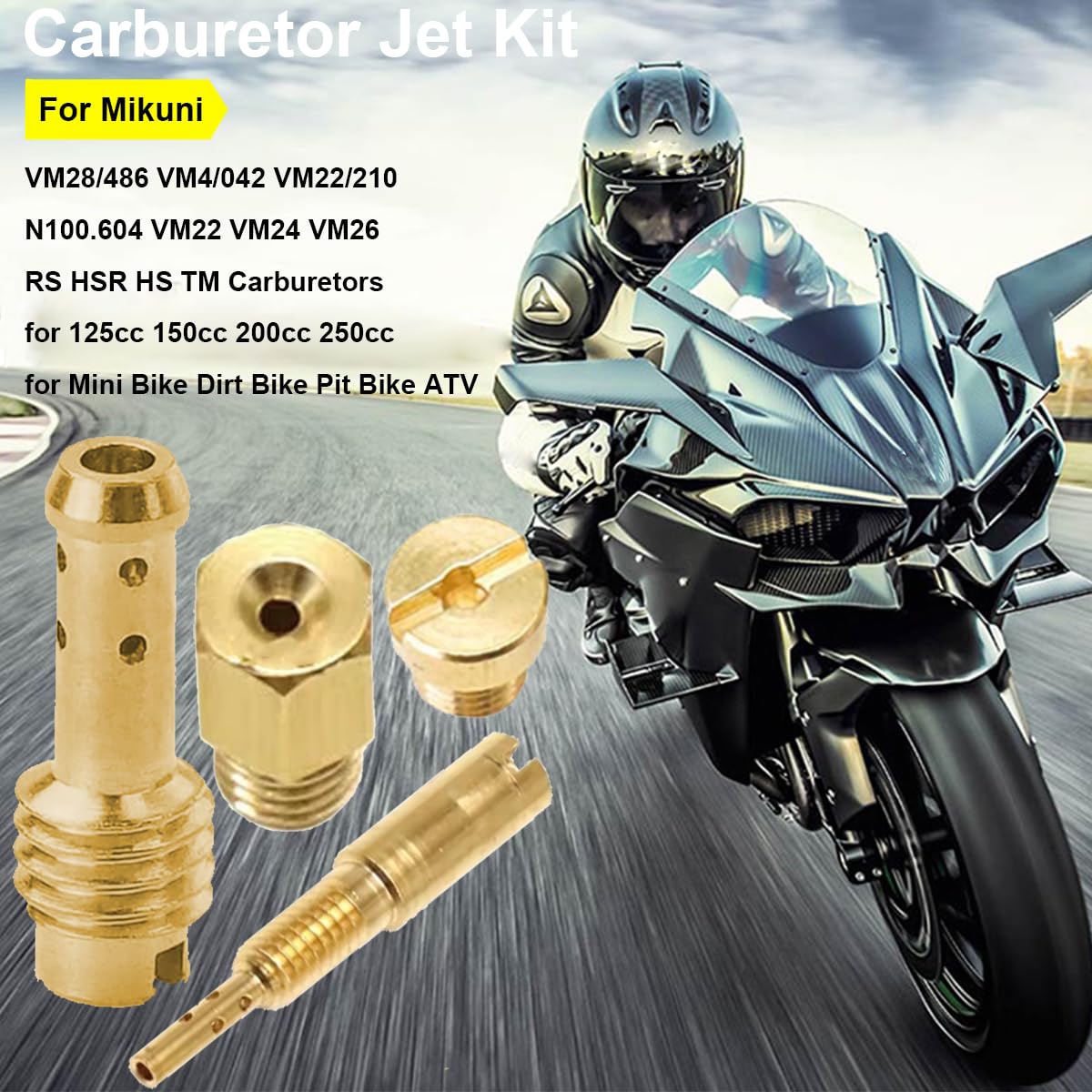 ZAMDOE Kit de surtidores de carburador para Mikuni de surtidor principal y de chorro lento piloto VM28/486 VM4/042 VM22/210 N100.604 VM22 VM24 VM26 RS HSR HS TM Carburadores para 125 cc Mini Bicicleta