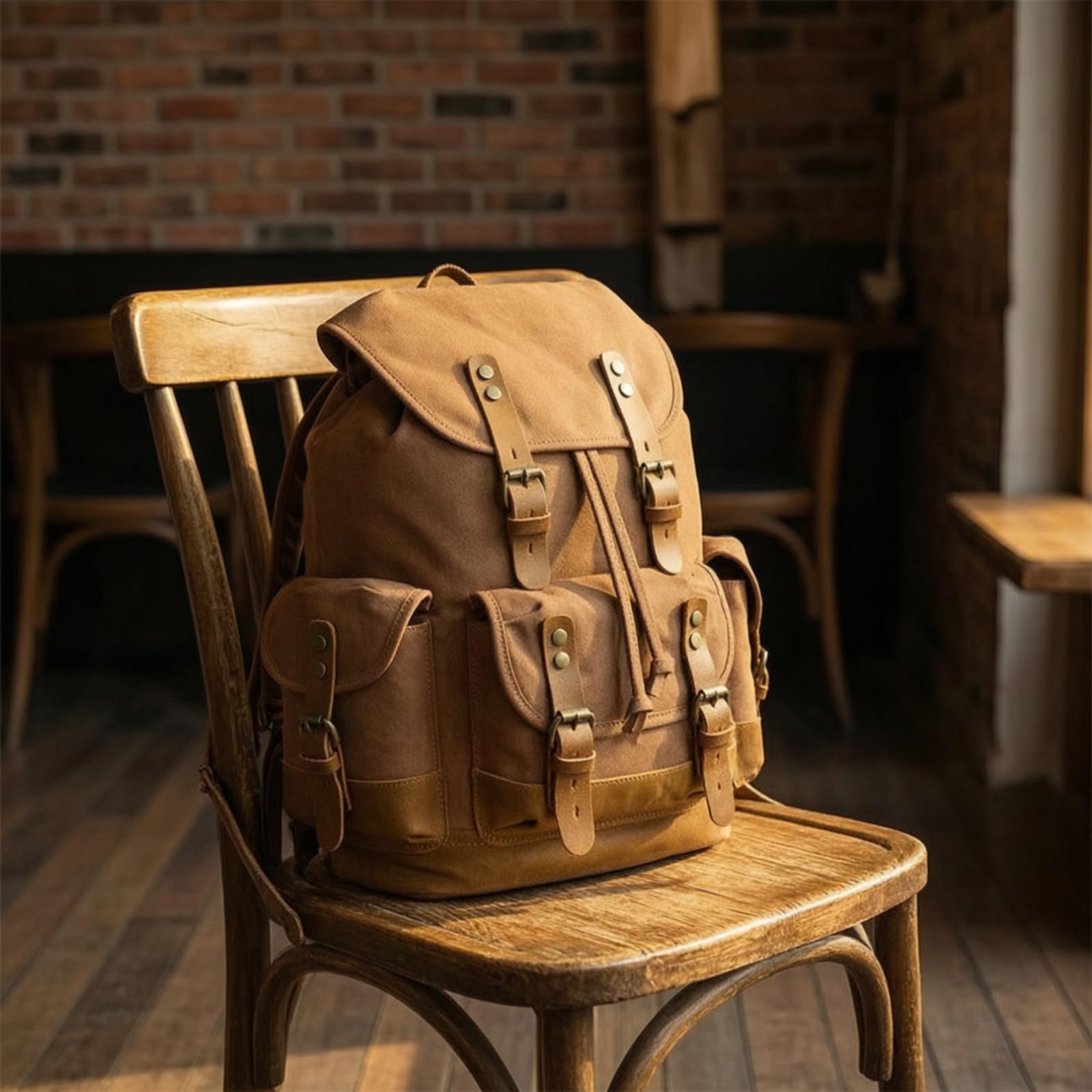Zaino in Tela Vintage Zaino con Tasche Esterne Robusto Borsa per il Tempo Libero Libero, Array, Grigio