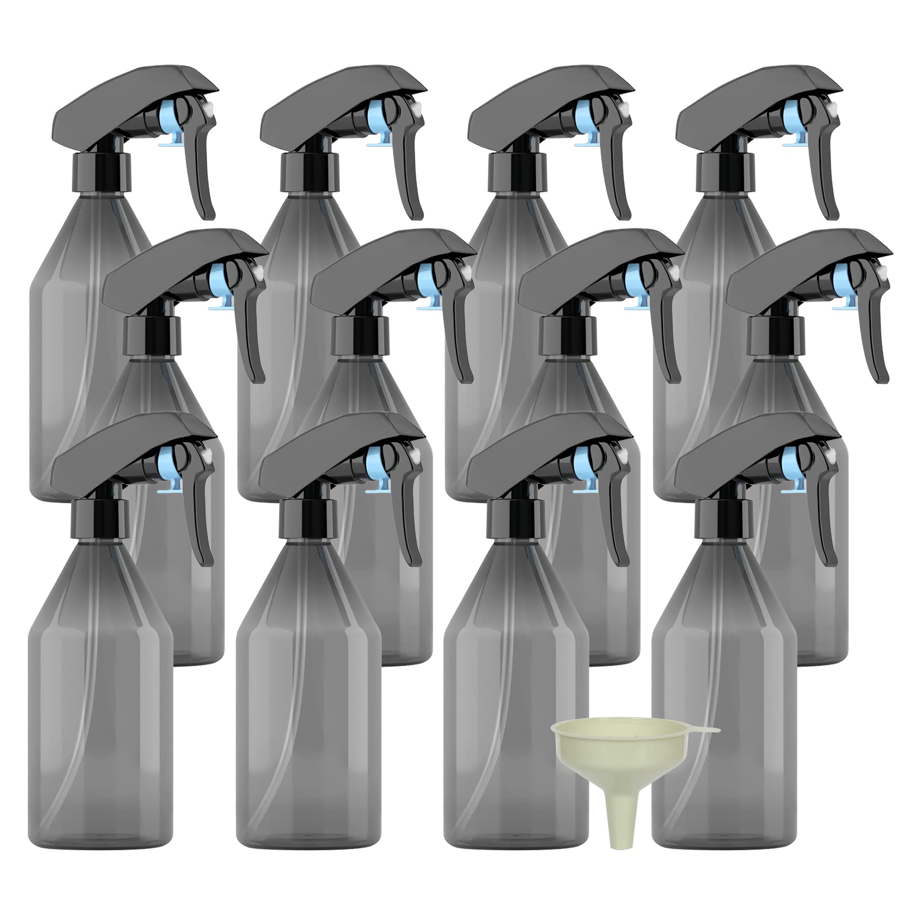 12 Stück, 300ml Grau Plastik Kunststoff Sprühflasche Mit Schwarz Sprüher Nachfüllbar Sprühflaschen Leer für Blumen, Haare, Reisen, Reinigung, Gartenarbeit Kosmetik
