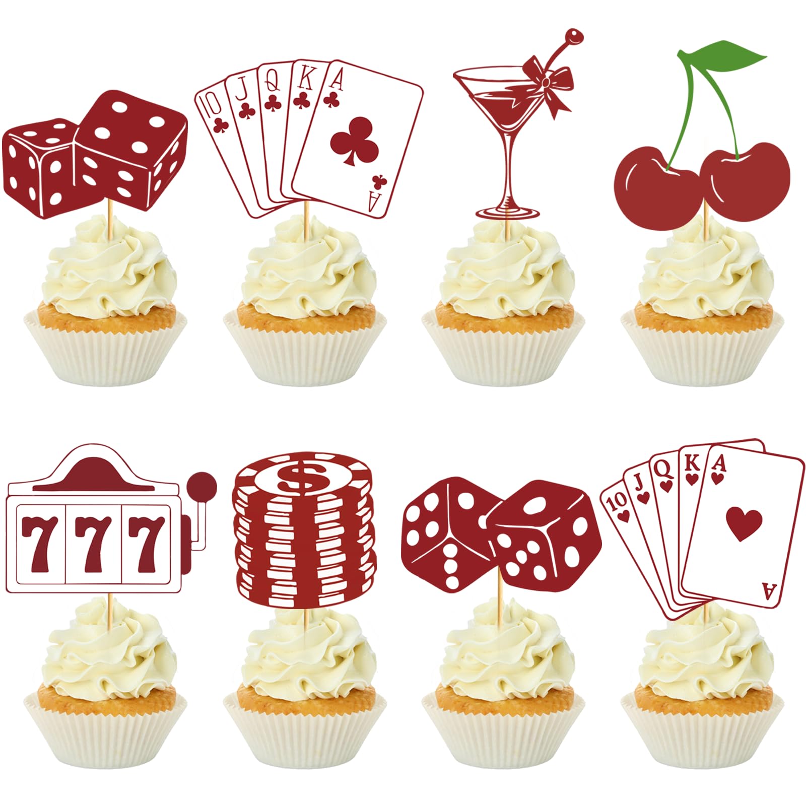 24 Pcs Lucky in Love Cupcake Toppers, Lucky in Love Bachelorette Party Decorations, Vegas Bachelorette Party Cake Decorations