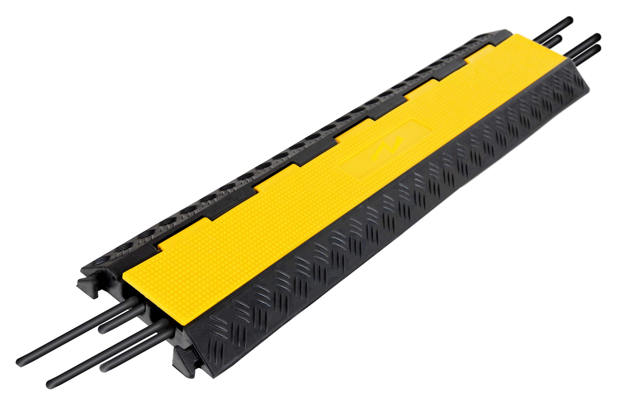 Pronomic Protector 2-100L V3 Kabelbrücke 2-Kanal mit V-Steckverbindung - 100 x 25 x 5 cm - Kabelkanal aus Kunststoff für Veranstaltungen - Kabel Überfahrschutz für Boden - Schwarz/Gelb