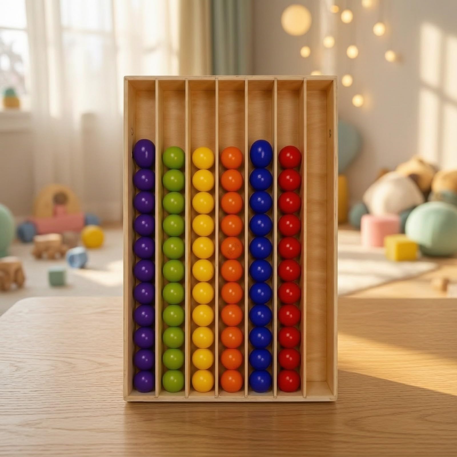 Harilla Gioco in Legno di Abbinamento Colori Resistente Tavola in Legno con Scomparti e Perline Rigiocabile Giocattolo per Bambini di 4-6 Anni, Sale Giochi