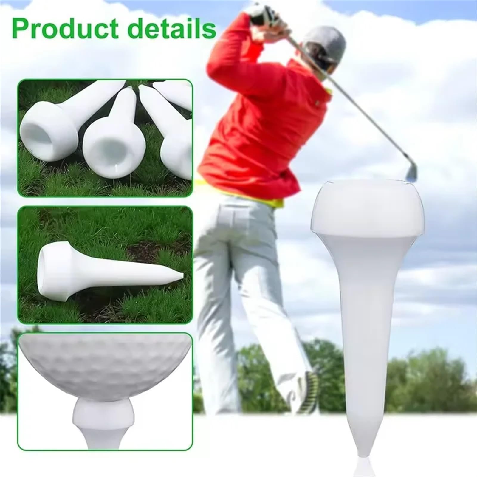 Golf Tee 100Pcs 35MM Beständig Unzerbrechlich Golf-Tee Groß Kunststoff Golf Pegs Outdoor Training Golf Nägel Weiß FüR Einen Idealen Abschlag