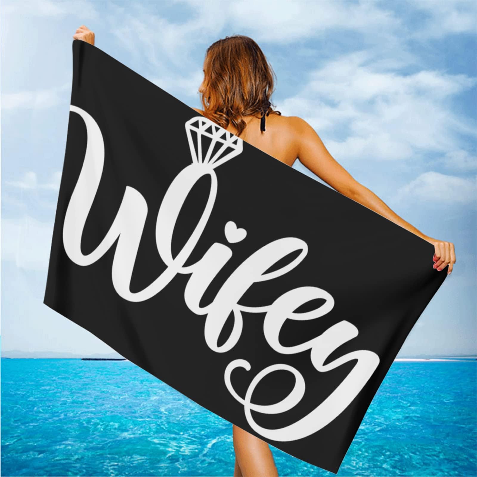 feelacle Bride Wifey Gift Sand Free Beach Towel for Women