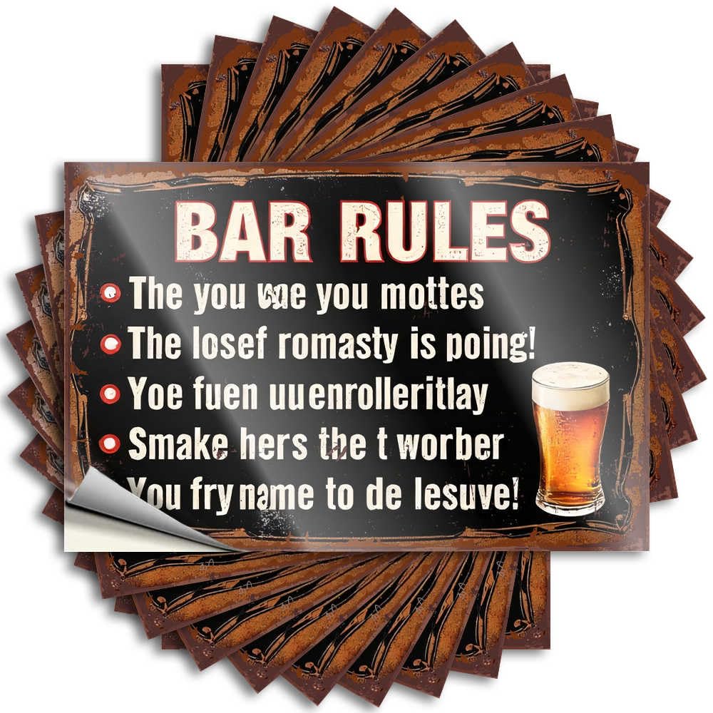 Tattoo Coastal Home Decor Men Window Bar Rules: A Fun Twist On Drinking Etiquette - No Residue Decals for Humor(12X18CM)