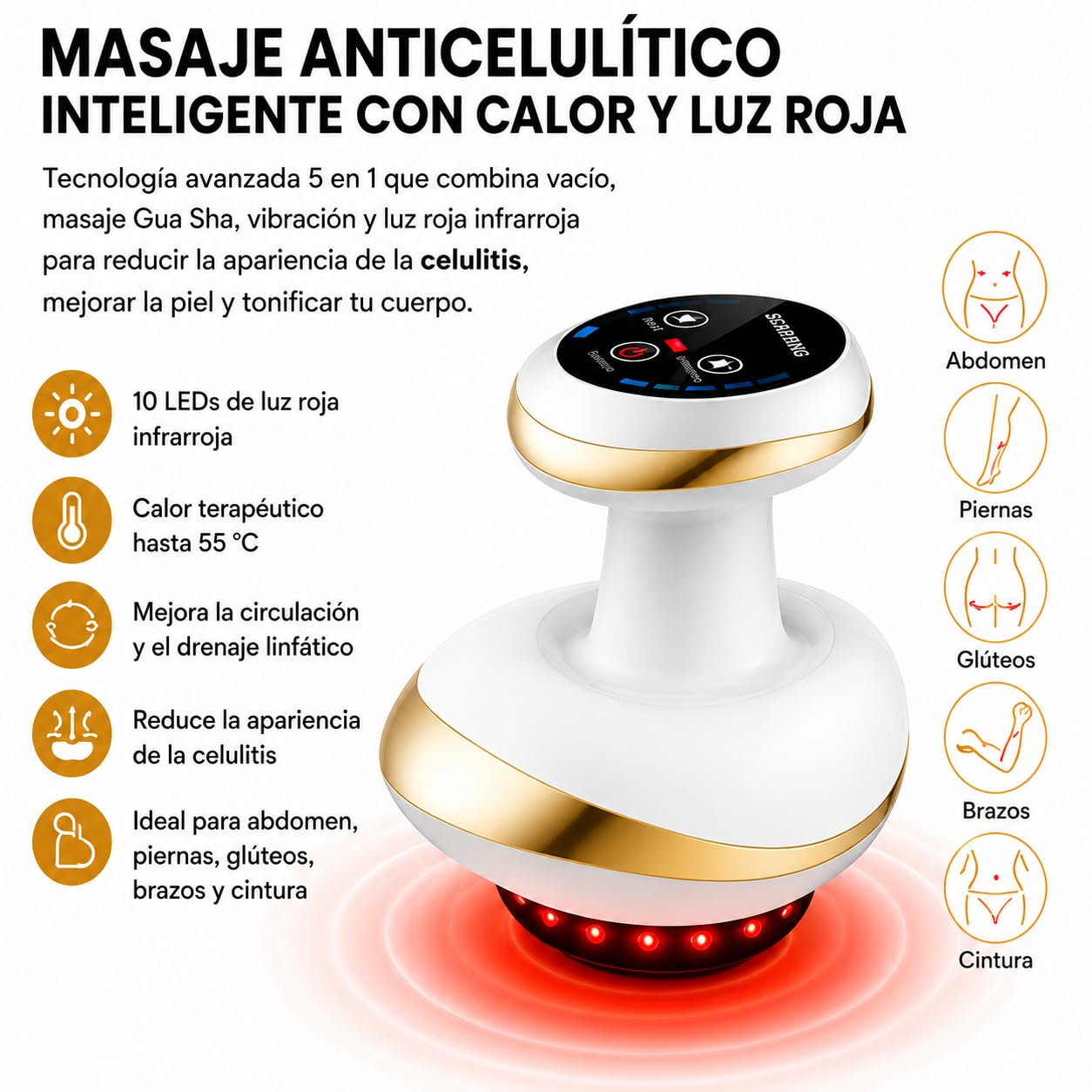 JABO - Masajeador Anticelulitico Reductor Profesional - Masajeador Reafrimante Corporal para la Flacidez y Celulitis - Vacumterapia Anticelulitica para Casa.