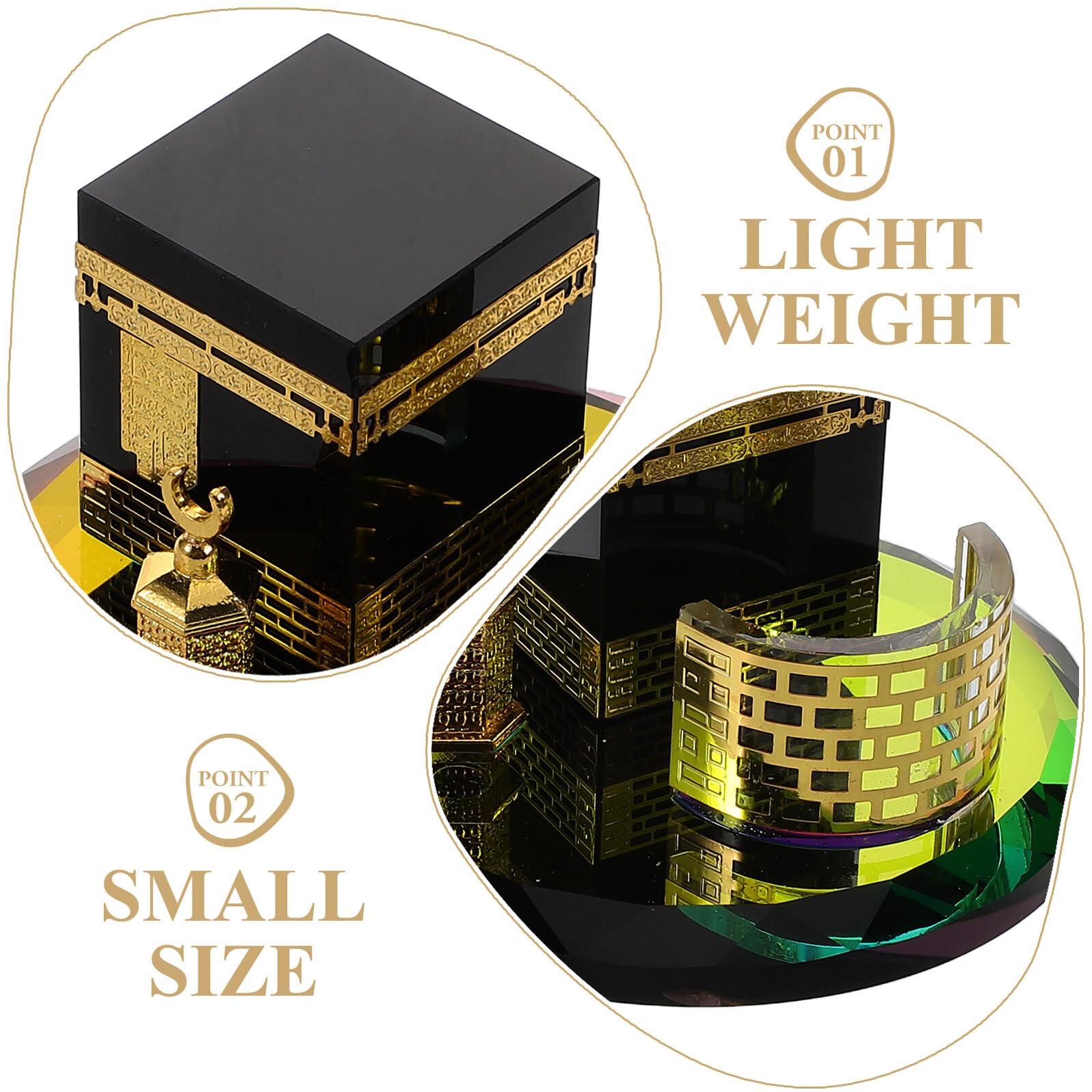 Set Regalo in Cristallo Rotondo Tre Pezzi, Decorazione per Ramadan e Eid Mubarak, Ornamento da Scrivania Collezionabile Stile Mediorientale per Regali