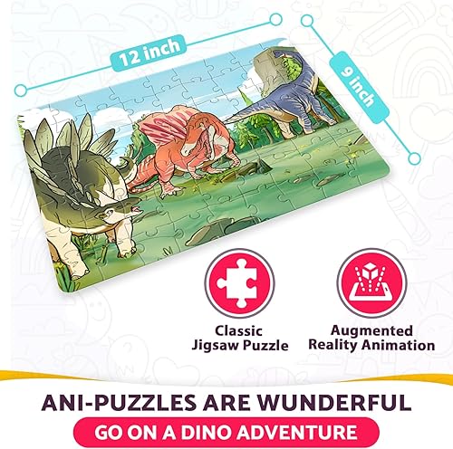 Miniatura 5 de ANI-Puzzles rompecabezas de dinosaurios que cobra vida, paquete de 2, 35 piezas cada uno, rompecabezas de dinosaurio, para niños en 2023