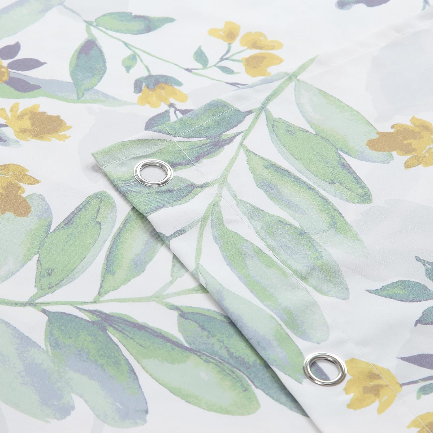 Extra Wide Fabric Shower Curtain, Sage Green Gray Yellow Watercolor Botanical Leaf Print Wrap Around Shower Curtains for Bathroom Clawfoot Tubs, 108" W x 72" H