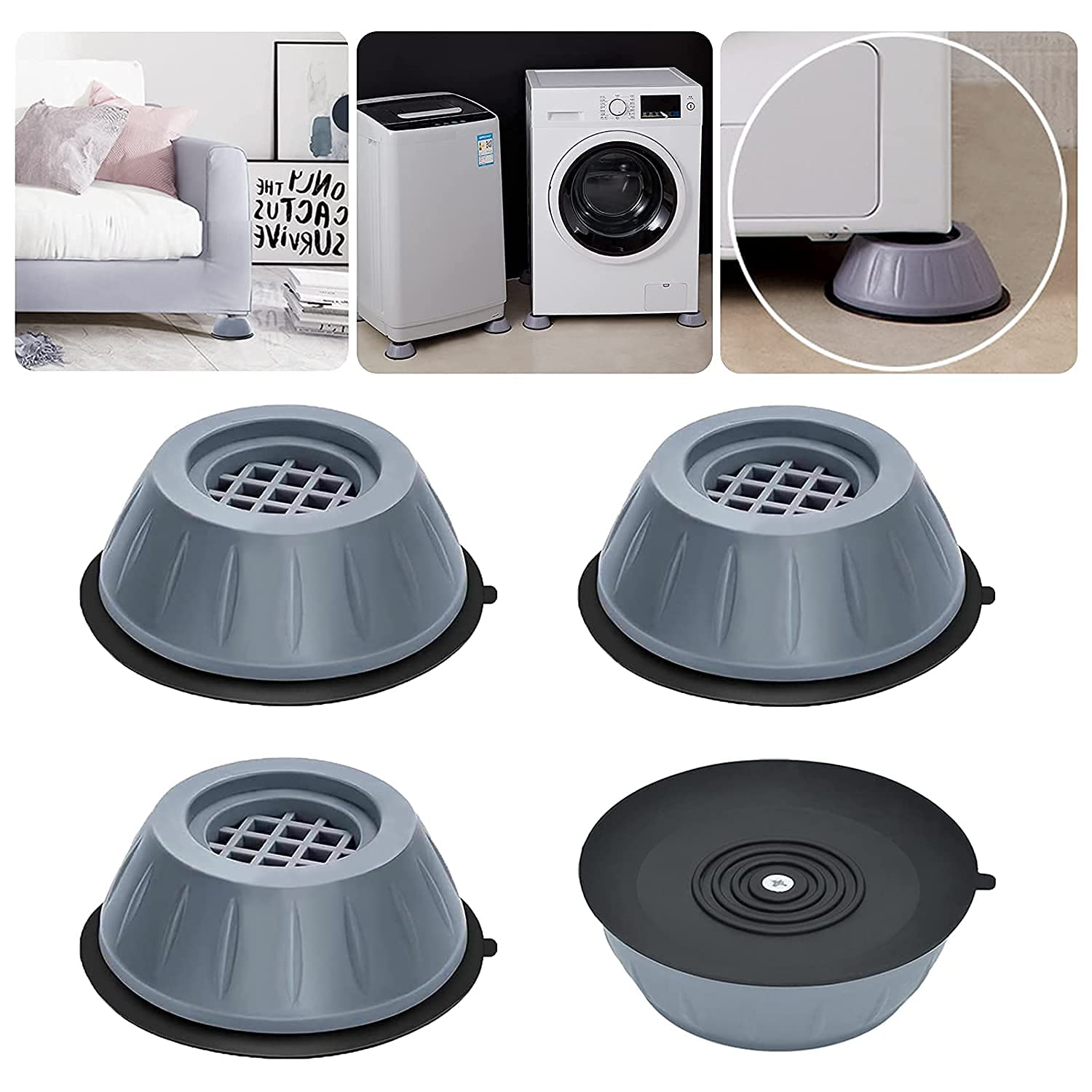 FRESTYQUE Non Vibration Pads for Washing Machine with Suction Cup Feet, Fridge Washing Machine Leveling Feet Anti Walk Pads Shock Absorber (Pack of 4) (Washing Machine Pad) Multicolour (B09GFG38VB) Amazon Price History, Amazon Price Tracker