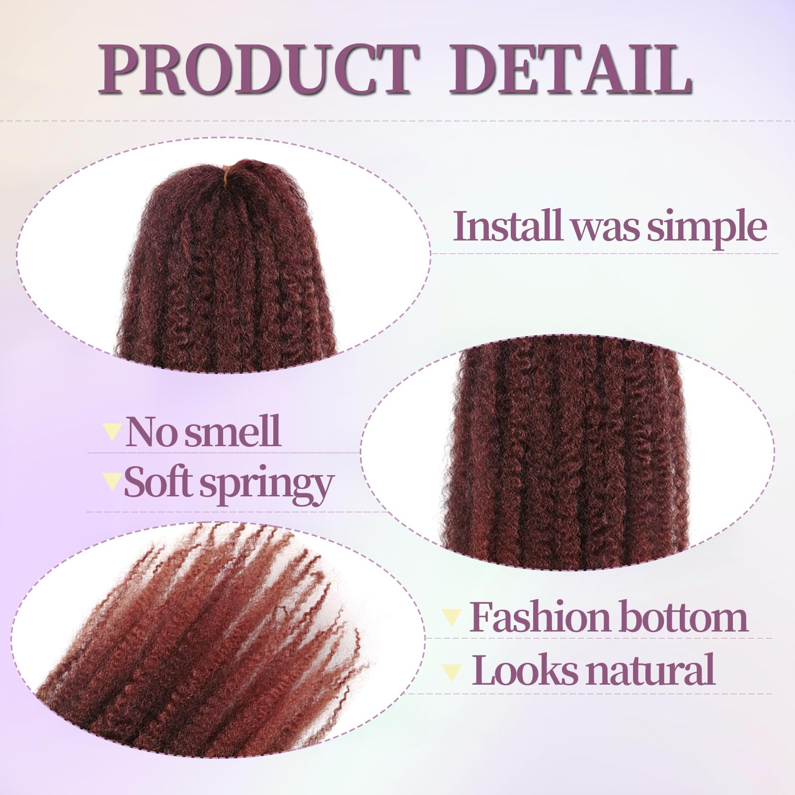 XIMENALU Marley Twist Braiding Hair Afro Kinky Curly Cuban Twist Hair Marley Twists Crochet Braids Synthetic Senegalese Twists Crochet Hair Extensions for Women (T350# - Image 3