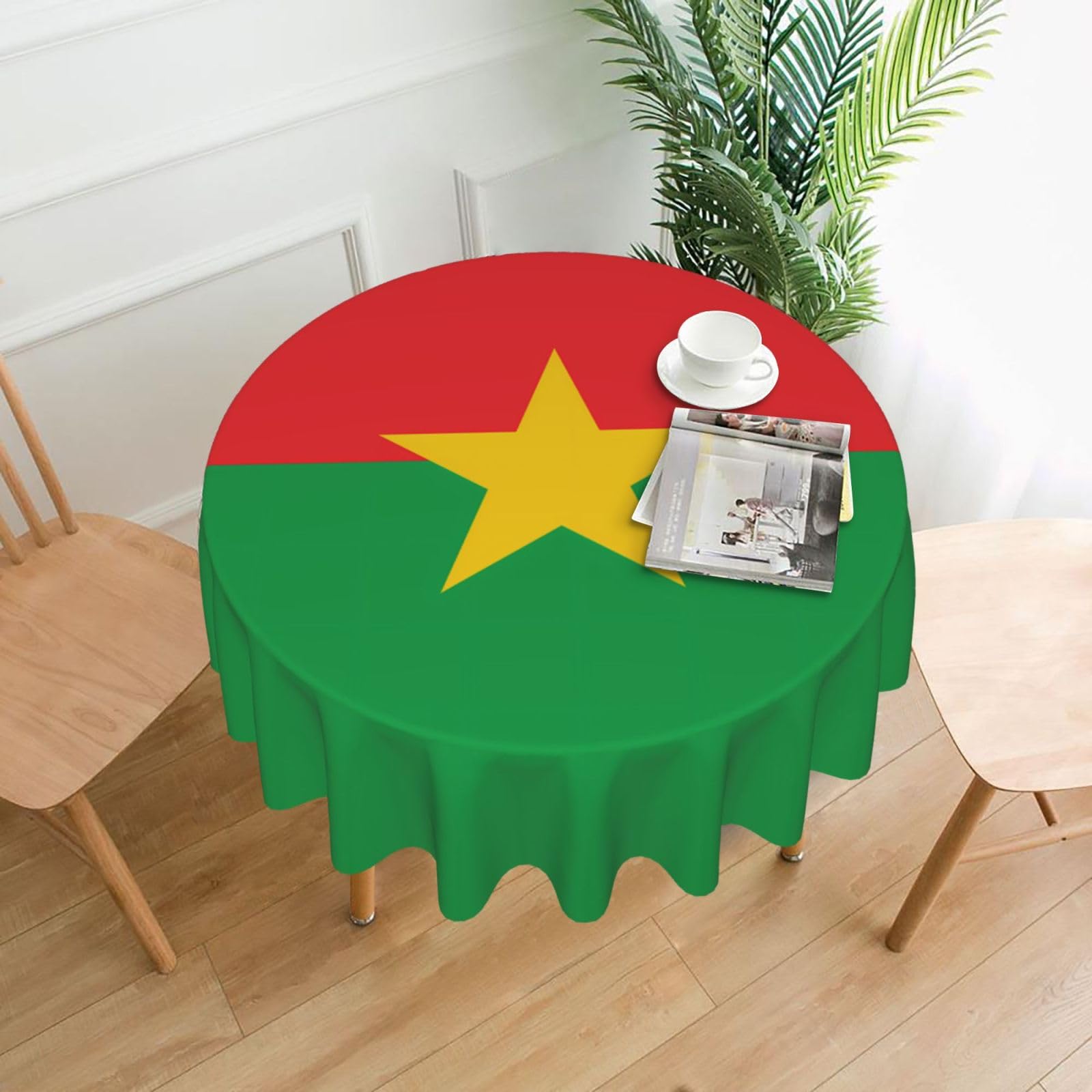ZHAOUR Flag Of Burkina Faso Print Round Washable Tablecloth – Table Cover