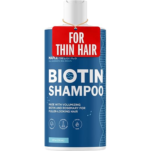 Rosemary and Biotin Shampoo for Thinning Hair - Vegan Volumizing Shampoo for Fine Hair with B Vitamins Argan Oil & Tea Tree Essential Oil - Paraben Silicone and Sulfate Free Vegan Formula (8 Fl Oz)
