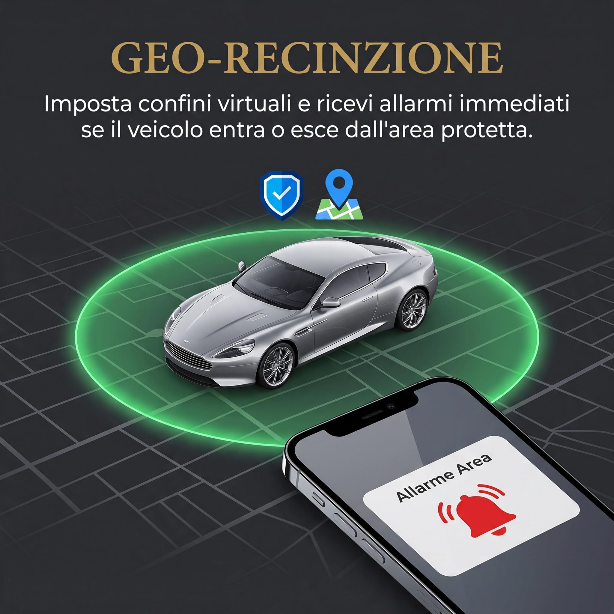 Localizzatore GPS per Auto e Moto, Posizione in Tempo Reale, Allarme SOS, Base Magnetica, Modalità Intelligente di Risparmio Energetico (GeoTrack)
