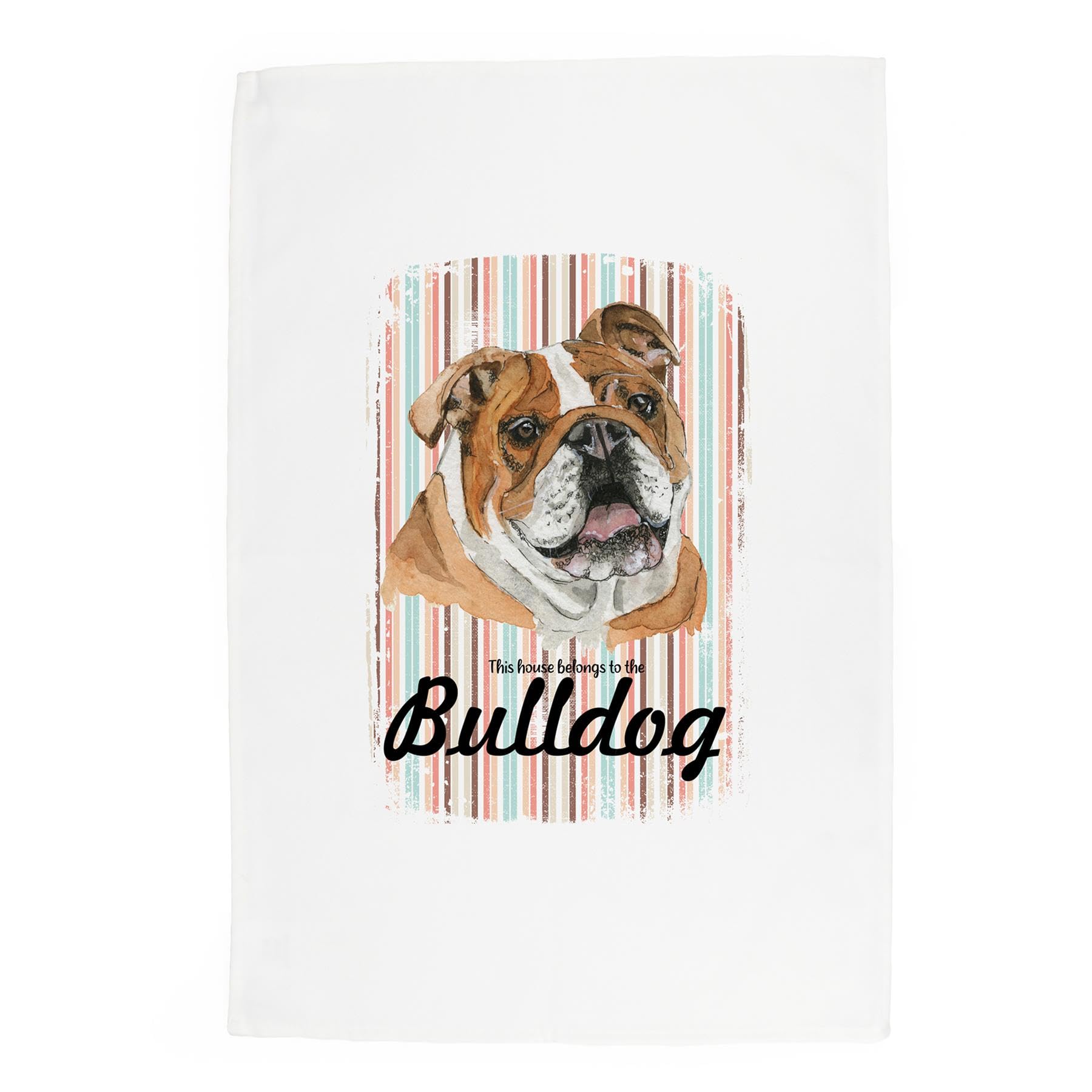Bulldog Tea Towel - Novelty Dog Themed Gift Kitchen Linen/Dish Cloth