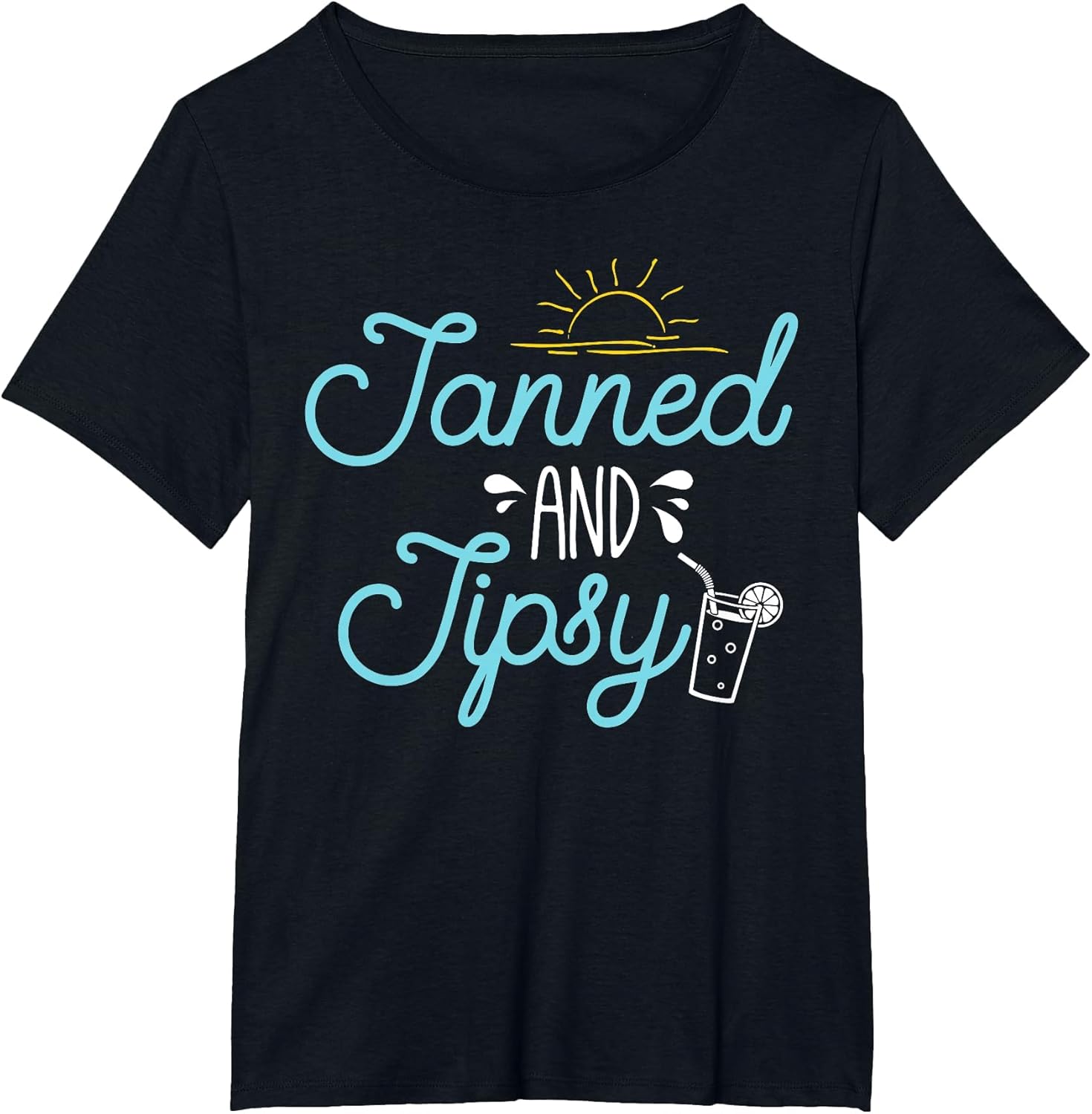Tanned and Tipsy T-Shirt Funny Beach Umbrella in Drink Vacay