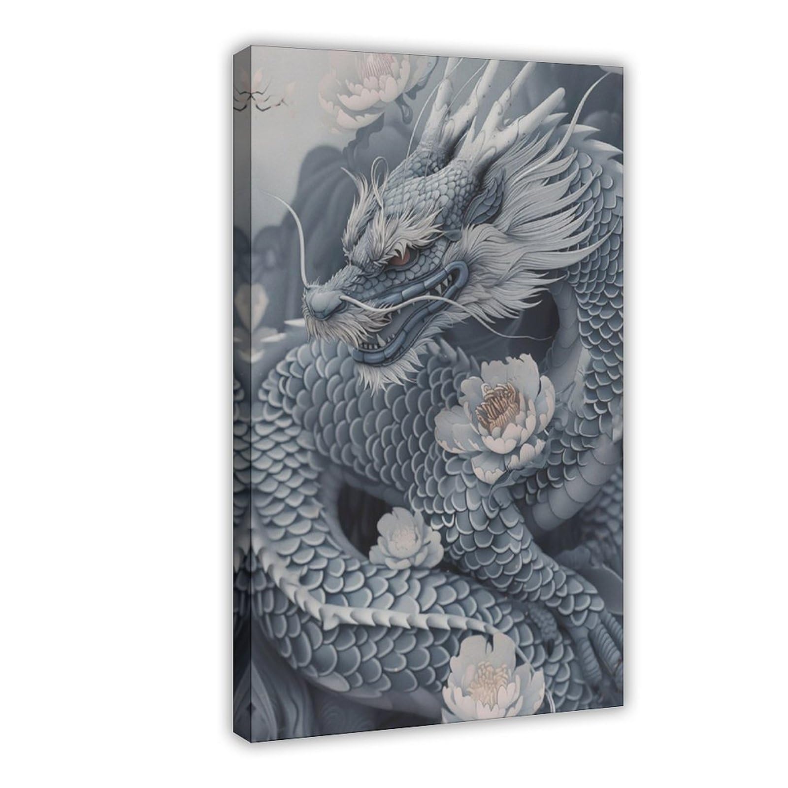 Bareronor Japanese Blue Dragon Poster Canvas Poster Bedroom Decor Landscape Office Room Decor Gift 20" L X 30" W