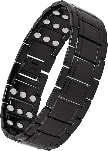 Miniatura 9 de Feraco Pulsera de cobre para hombres 3 veces más fuerza, pulsera de terapia magnética de cobre con potentes imanes de 3800 Gauss, cierre plegable de