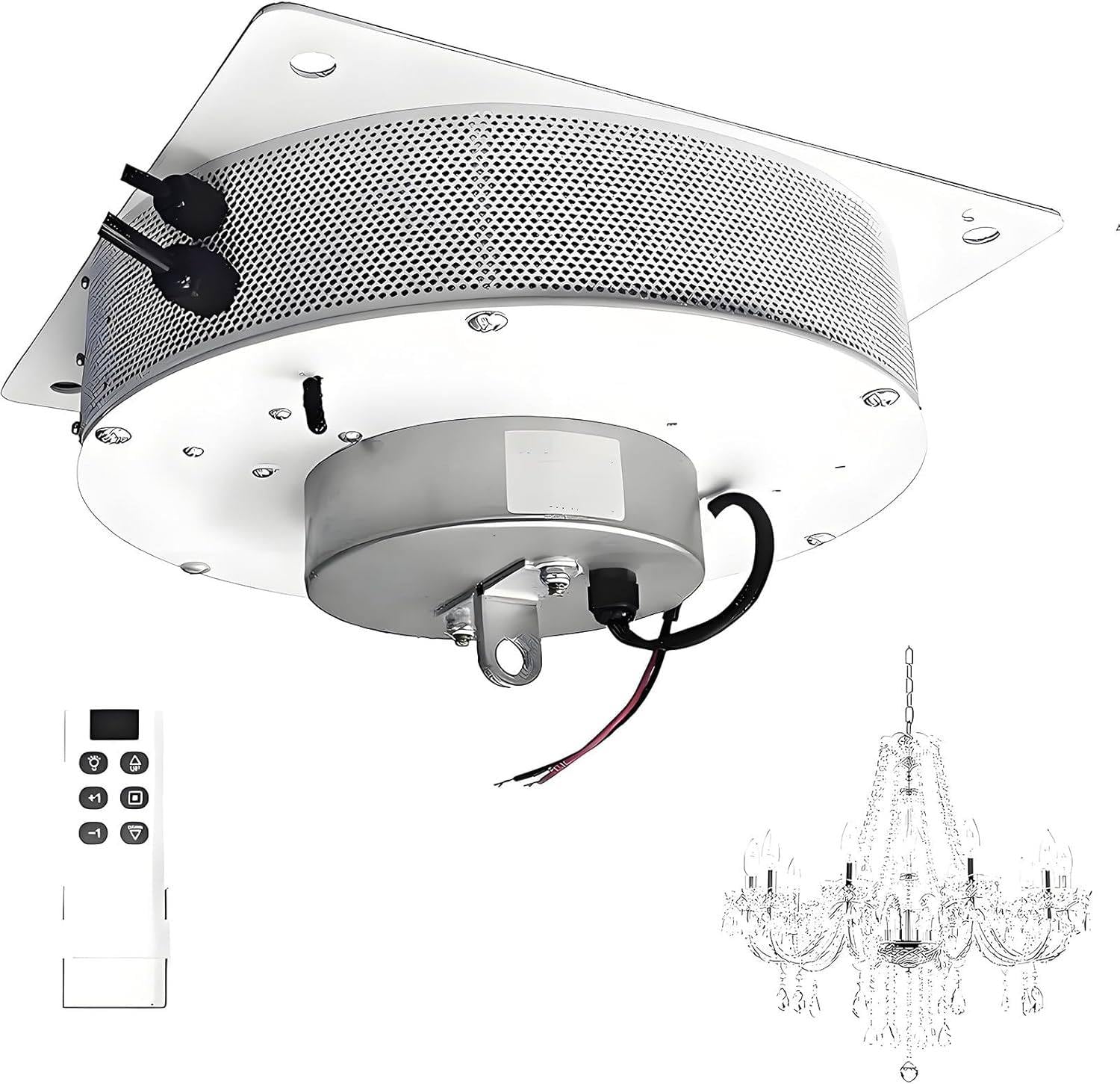 ByBoDi 2 in 1 Chandelier Lifter, Electric Chandelier Hoist Lifter Systems, Villas Pendant Lamps Lifter w/Remote Control, 2m/min Lifting Speed,Remote Control Chandelier Lift,for Altitude Lamps 230kg