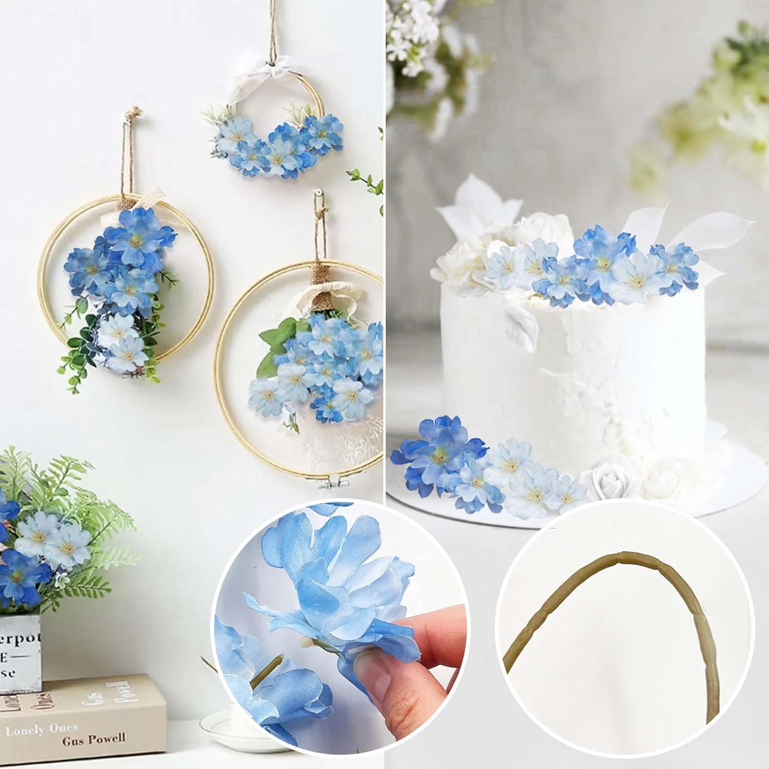 SNAIL GARDEN 6Pcs 240 Heads Blue Delphinium Artificial Flowers, 47"/120cm Long Stem Larkspur Artificial Flowers, Faux Artificial Snapdragon Flowers for Tall Vase, Home Office Garden Wedding Decor