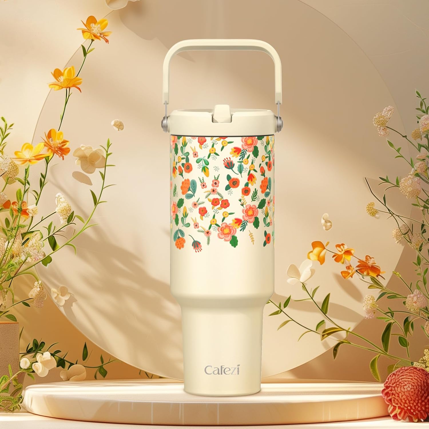 40 oz Tumbler with Lid and Straw, Stainless Steel Vacuum Insulated Tumblers with Flip Straw and Top Handle, Reusable Insulated Water Bottle for Home, Office, Leakproof, Fit in Cup Holder - Image 2