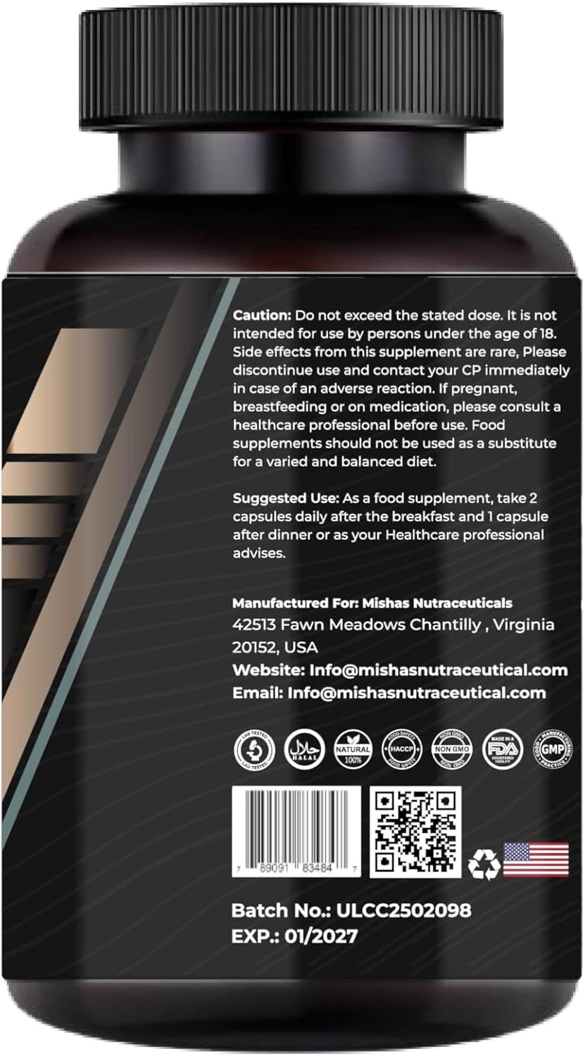 Mishas Nutraceutical Colon Cleanse - Relief from Gas and Bloating, Supports Gut Health with Magnesium, Berberine, Vitamin D, Quercetin & More - Colon Cleanse Formula - 90 Capsules - Image 3