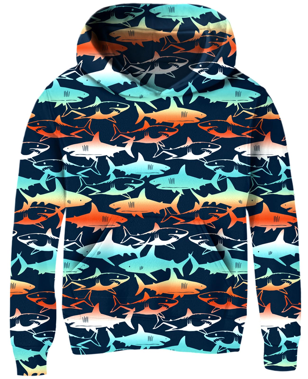Ahegao Little Girl Black Blue Sweatshirt for Size 6-8 Years Kids Shark Hoodies Girl Loose Pullover With Big Pocket