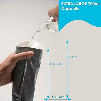 EZ PZ Disposable Urine Bags [12 Pack] Portable Urinal for Travel, Emergencies, Camping or Traffic Jam Leak-Proof and Odorless 700ml Pee Bags for Men and Women