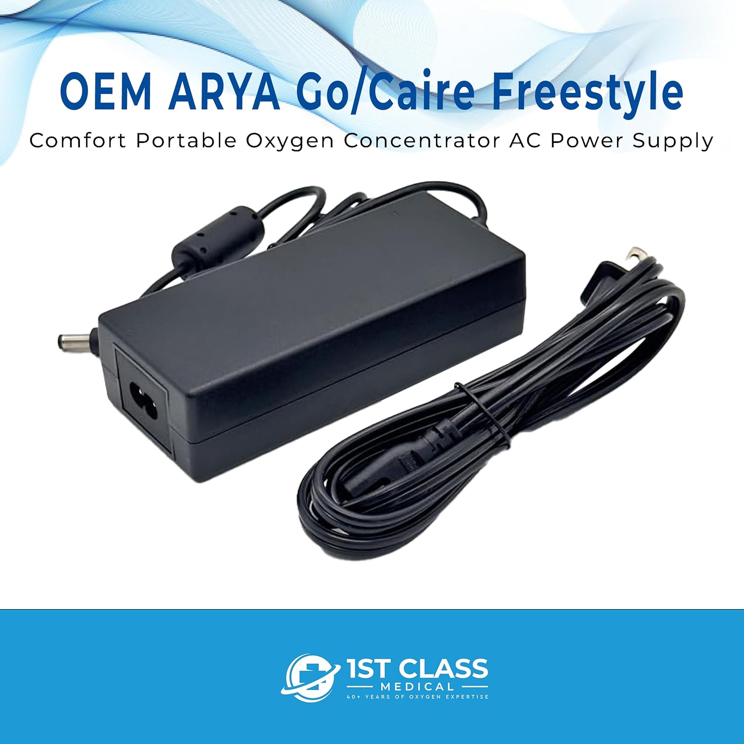 OEM ARYA Go/Caire Freestyle Comfort Portable Oxygen Concentrator AC Power Supply