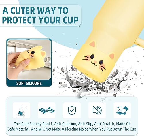 Miniatura 4 de para Bota Stanley, Linda Bota de Silicona con Dibujos Animados de Animales para Bota de Cup Stanley Quencher Adventure 40 oz, Bota de Agua para