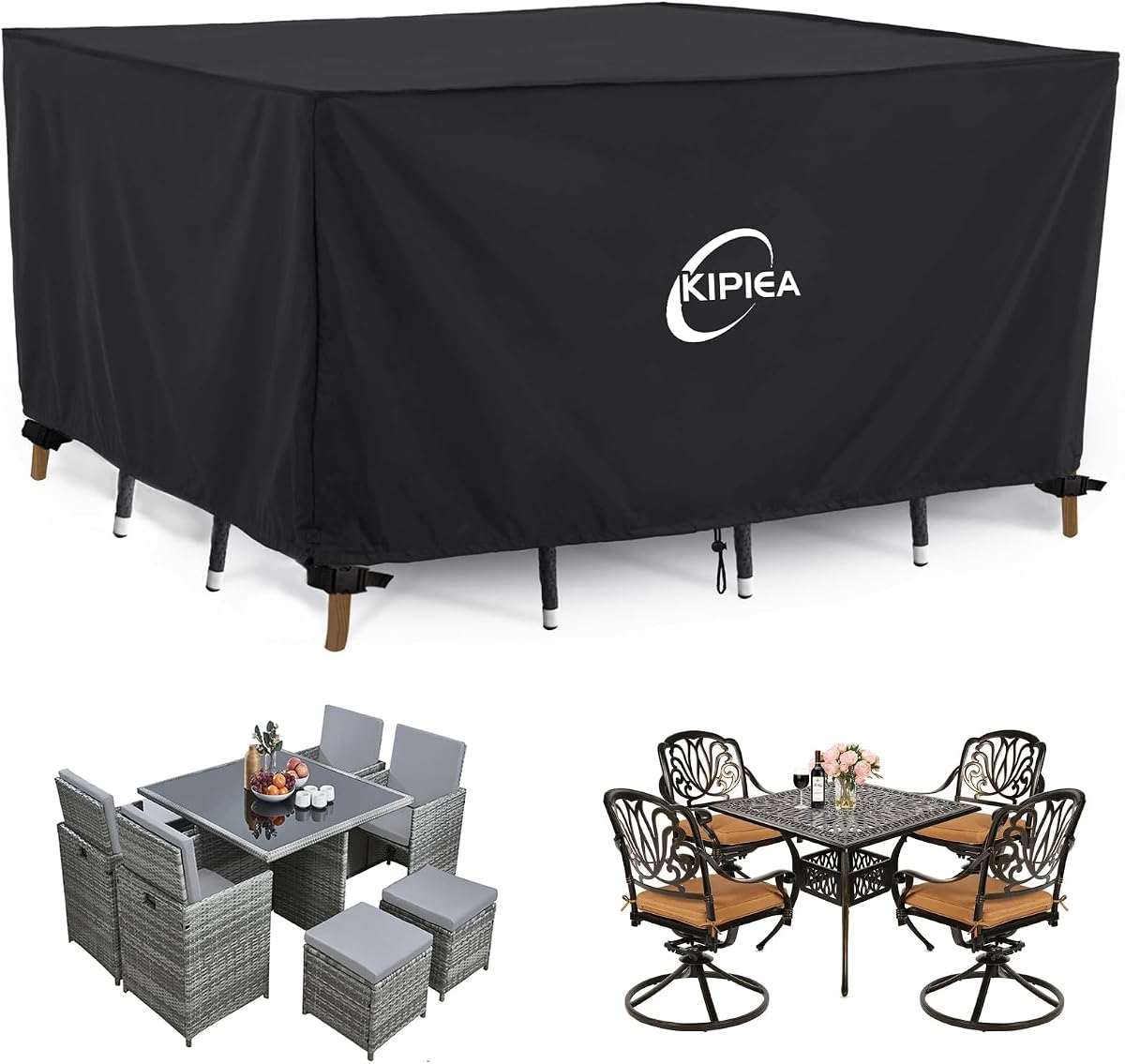 Patio Furniture Covers Waterproof Winter, Heavy-Duty Outdoor Furniture Set Covers for Table Chairs, Anti-UV, No Tears or Fading (65" L x 42" W x 28" H)