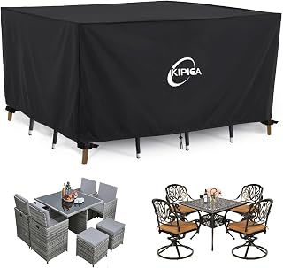 Kipiea Patio Furniture Covers Waterproof Winter, Heavy-Duty Outdoor Furniture Set Covers for Table Chairs, Anti-UV, No Tears or Fading (65" L x 42" W x 28" H)