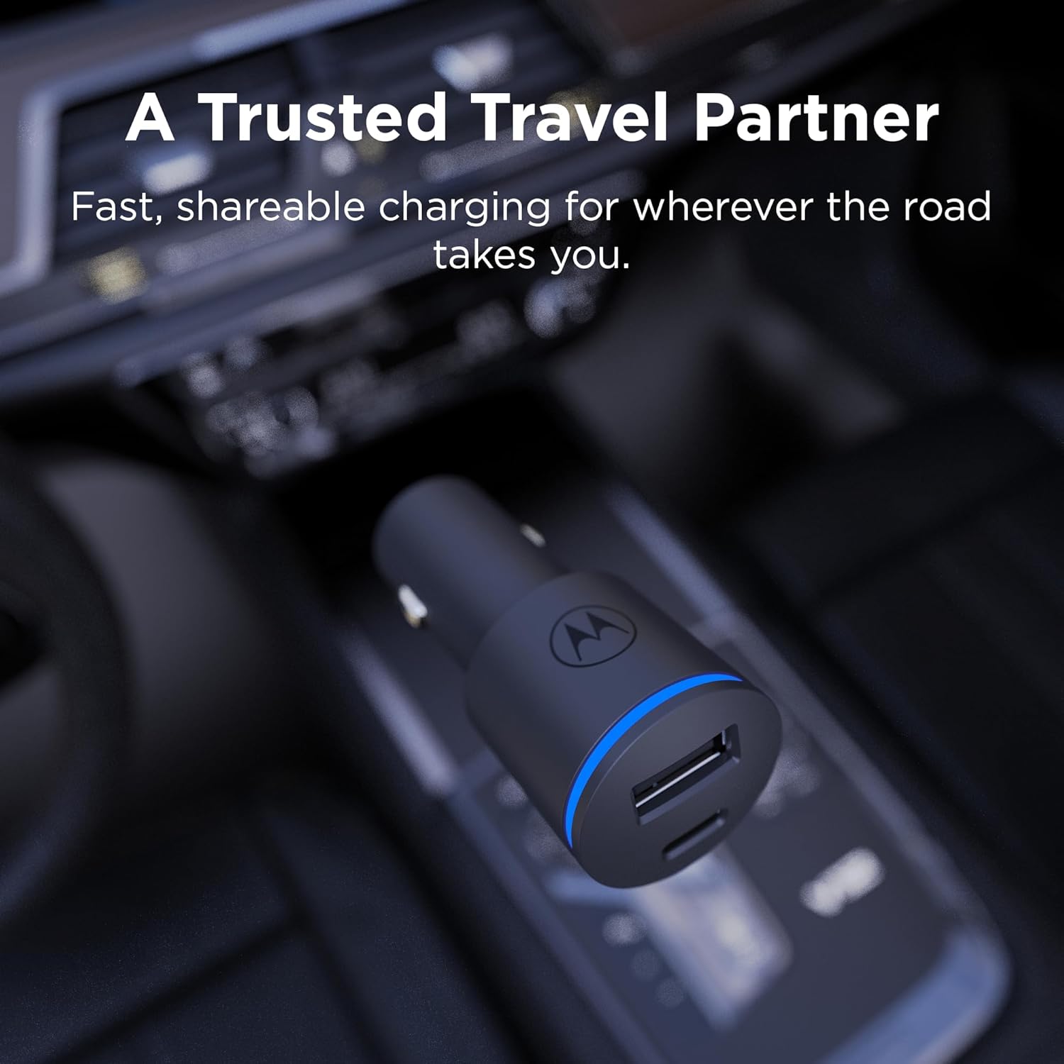 Motorola TurboPower Share Car Charger- 45W Dual Port USB-A, USB-C Output for Moto G 2025, G Power 2024/2025/2026, G Stylus 2022/2023/2024/2025, G Pure 2021, Play 2021/2024, Edge, Razr