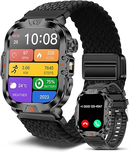 Miniatura 11 de Reloj Inteligente para Hombres Militar Contestar/Hacer Llamadas Pantalla de 2.01″ Más de 170 Modos Deportivos Reloj Inteligente de Fitness IP68