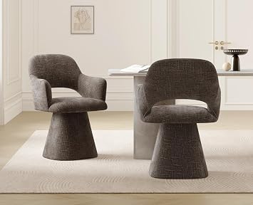 Ya-Home Swivel Dining Chairs Retro Kitchen Chairs, Orange Chenille