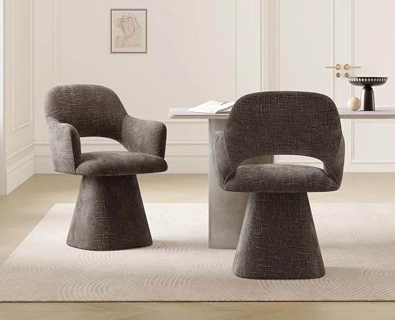 Ya-Home Swivel Dining Chairs Retro Kitchen Chairs, Orange Chenille