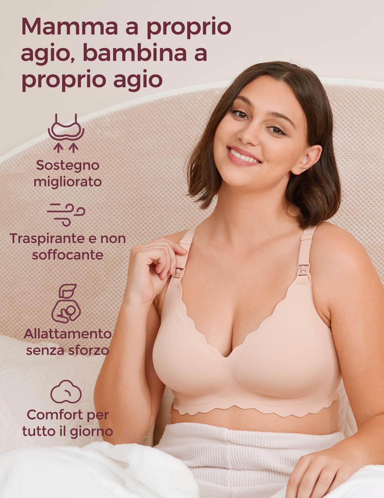 momcozy Reggiseni Allattamento, Reggiseno Gravidanza Premaman Senza Cuciture, Wireless, con Supporto Classico Jelly Strip