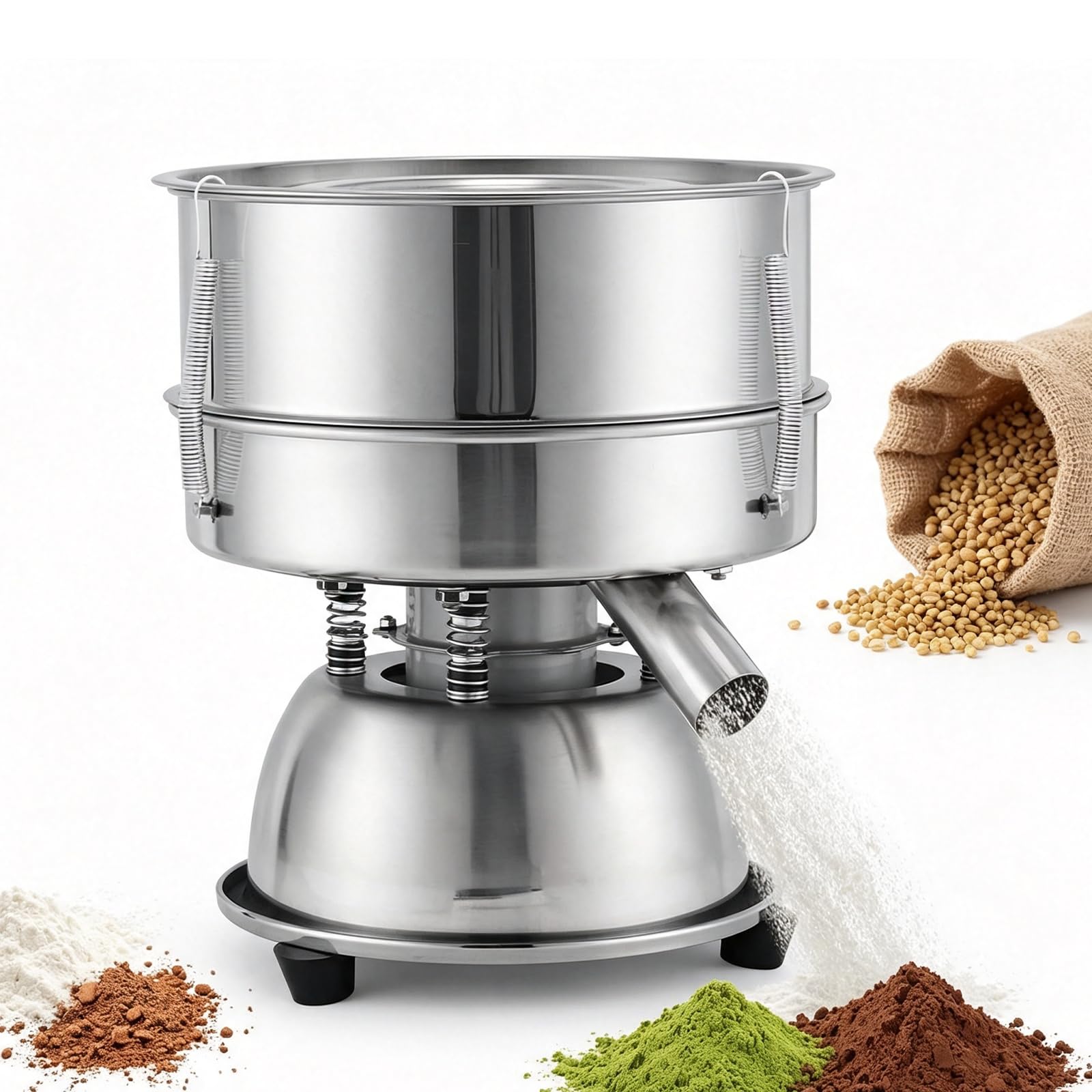 Máquina Tamizadora Vibratoria Eléctrica, Agitador De Tamiz con Mallas para | Motor de cobre puro, acero inoxidable de grado alimenticio, base de trípode estable, tamizado sin obstrucciones, fácil de