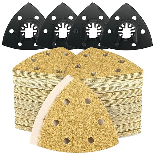 Miniatura 11 de Kit de lija de herramientas oscilantes de 186 piezas, almohadillas de lijadora con detalles multiherramienta, incluye lijas triangulares y dedos,