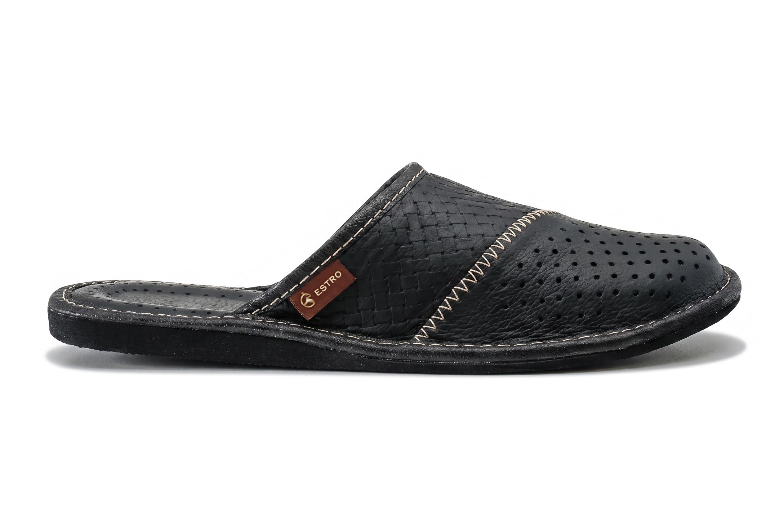 ESTRO Chaussons Hommes Pantoufle Chausson Homme Cuir Mules Pantoufles M55