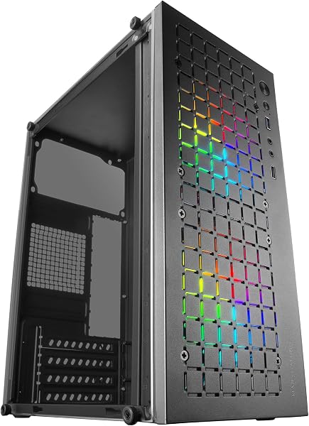 Mars Gaming MC-CORE, Ultrakompaktes MicroATX Gaming-Gehäuse, Frontdesign Metal-Mesh, 2X FRGB 120mm Lüfter, Seitliches Vollfenster, Mini-Tower PC mit USB 3.0, Schwarz - 1