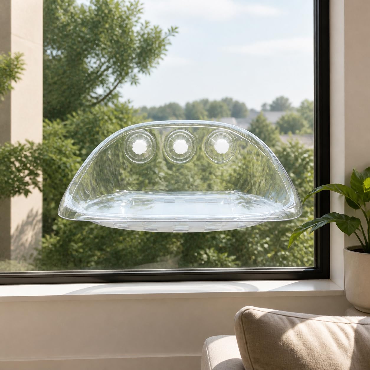 Perchoir Fenêtre Chat Transparent, Plastique - Facile à Nettoyer - hamac pour Chat - 52x32x21 cm - Caoutchouc - pour Les Chats