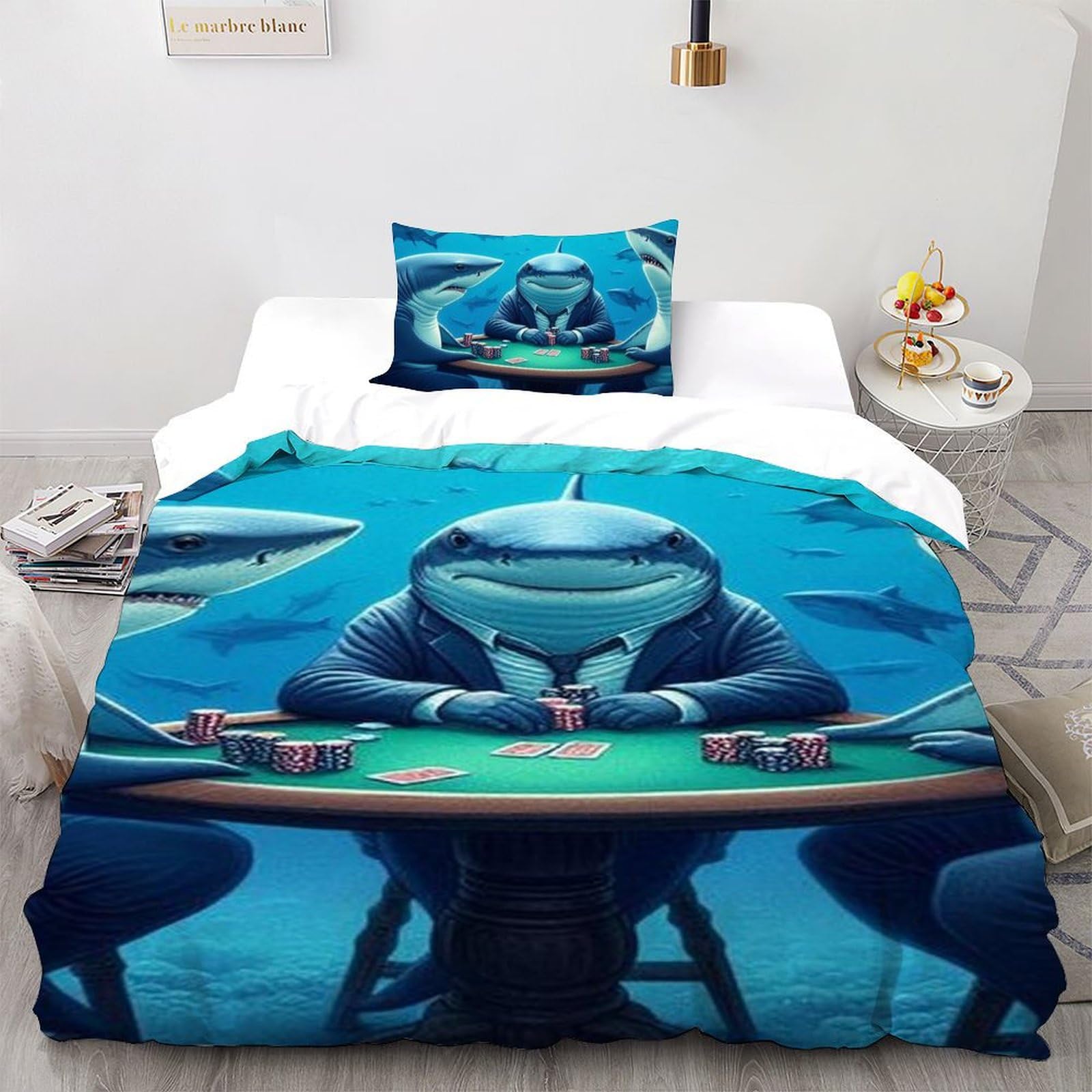 Housse de couette requin 135x200 microfibre imprimé 3D