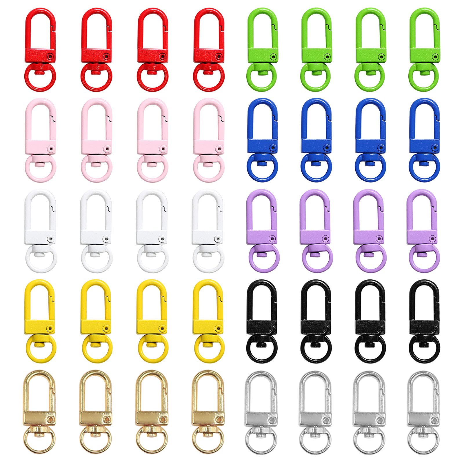 Lot 28 Fermoirs Mousquetons Arc-en-ciel - Avec Porte-clés, 32 Mm, Pour Bijoux DIY, Sacs, Déco